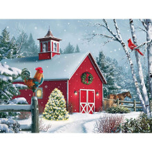 Bits and Pieces - 1000 Piece Jigsaw Puzzle for Adults - Winter Barn 2 - Christmas Holiday on The Farm Merry Christmas Horse Rooster Barn Jigsaw P