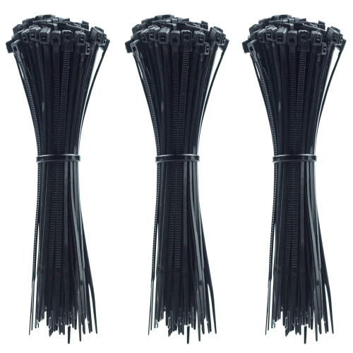 4 tommer lynl?s (bindel?ngde 2,8"""") 300 stk nylon kabelbindere SORT