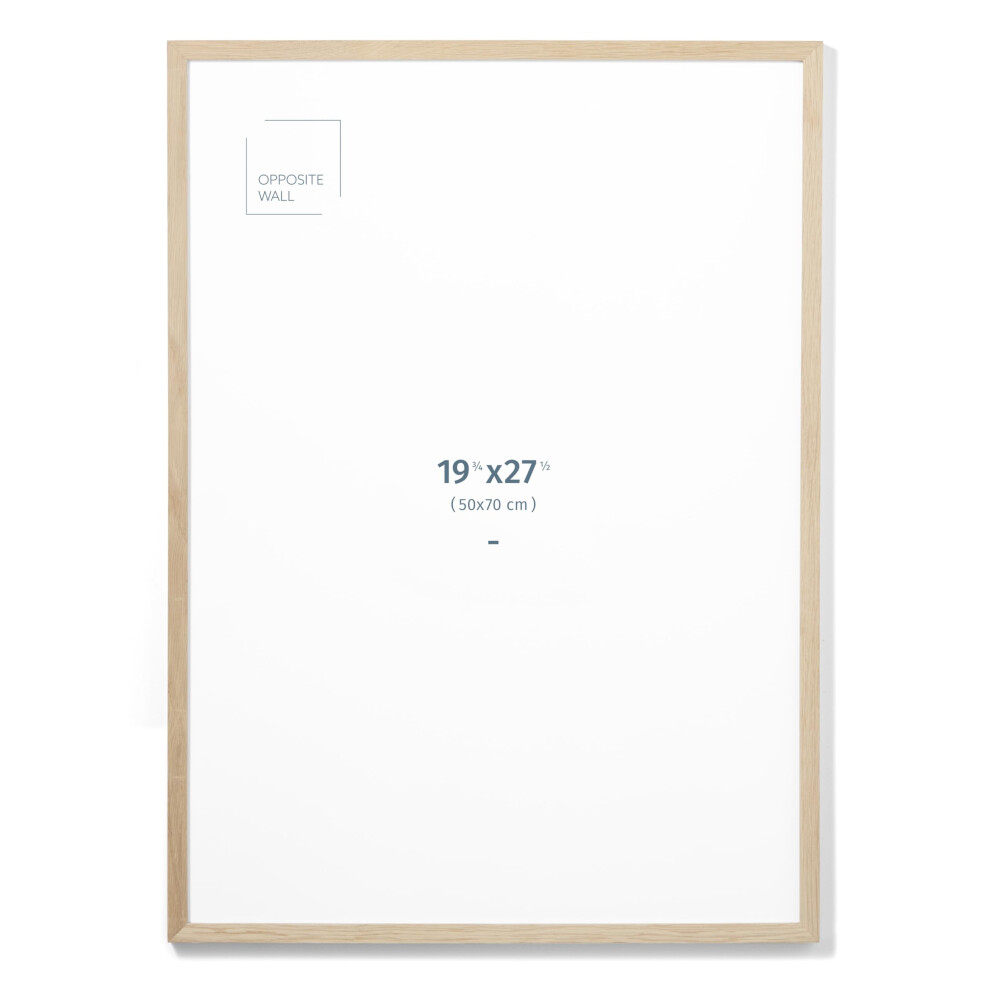 Cadre Photo En ChêNe Massif Naturel - 50 X 70 Cm - LéGer, Polyvalent Et Incassable - Cadre Photo Ou Poster Mural - DéCoration Murale Pour Bureau,-image