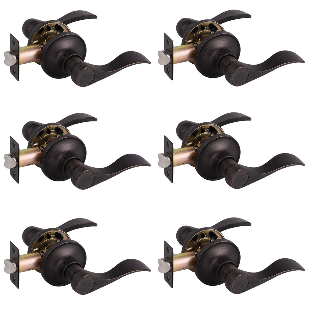 Gobrico Wave Passage Levers For Hall/Closet Oil Rubbed Bronze Finish 6 Pack 710328649309