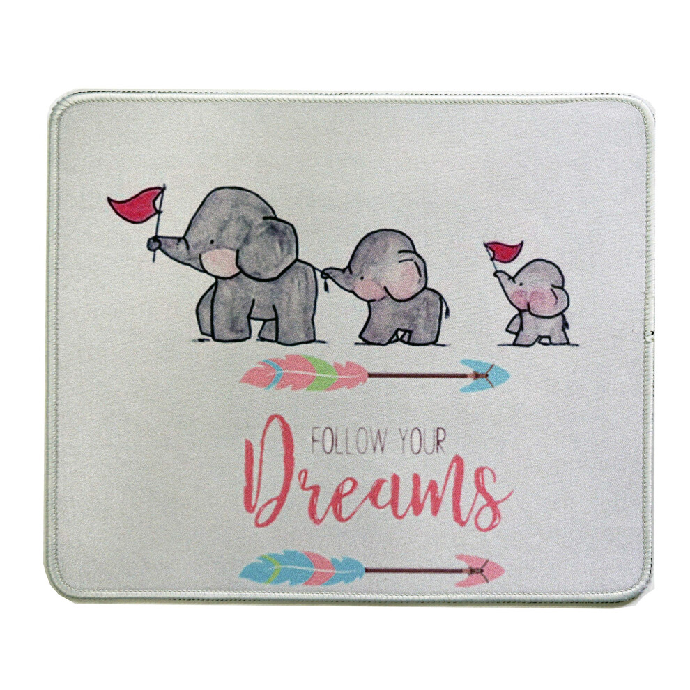 Tapis de souris de bureau 12 x 10 pouces con   u par un    l   phant d'anime Suivez votre r   ve mignon et dr   le Tapis de souris