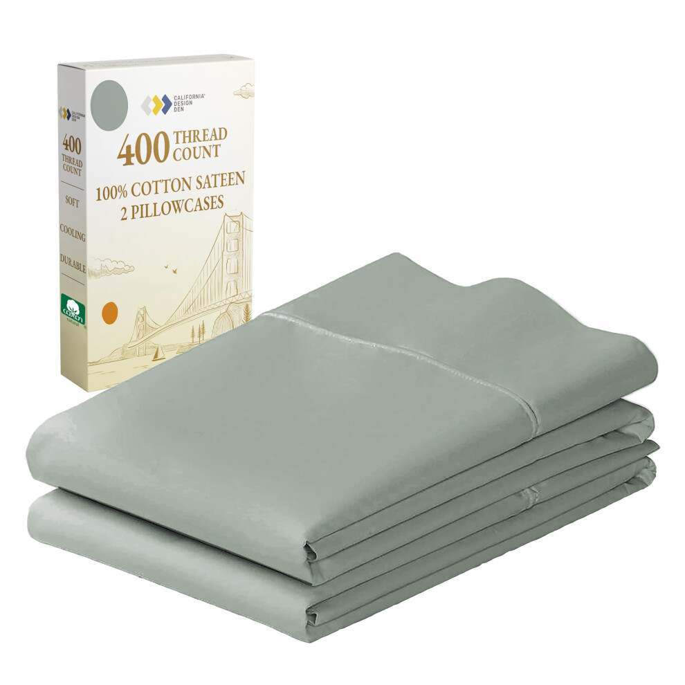 California Design Den - Set Di Federe Standard Per Letto Matrimoniale - 400 Fili, 100% Raso Di Cotone, Set Di 2 Federe Traspiranti, Rinfrescanti-image