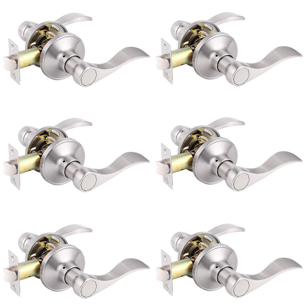 Gobrico 6 Pack Hall And Closet Wave Door Levers In Satin Nickel Interior Passage Door Handles Locksets 710328654761