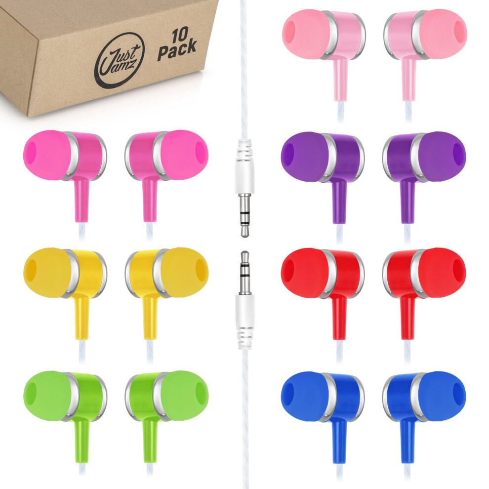 Justjamz 10X Multipack Of Colorful In-Ear Earbuds | Bulk Earbuds Marbles Wholesale Colorful Earphones Disposable Earbuds Headphones In Bulk Headph 680138558576