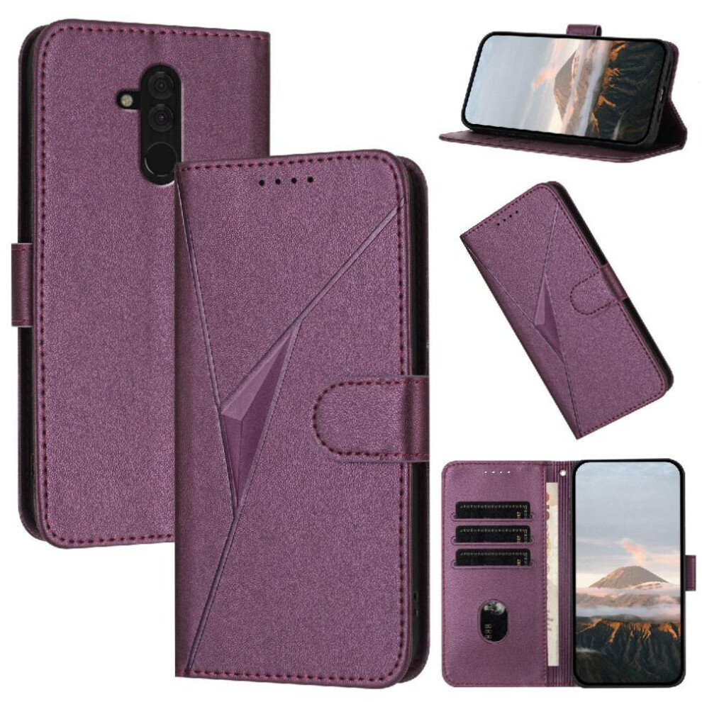 ( Violet) Flip Case For Huawei Mate 20 Lite With Kickstand Function With Card Slots Flip Protective Mobile Phone Anti-Fall Premium Pu Leather Dark 764490332477