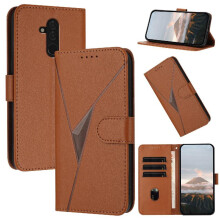 (Brown) Flip Case for Huawei Mate 20 Lite with Kickstand Function with Card Slots Flip Protective Mobile Phone Anti-fall Premium Pu Leather