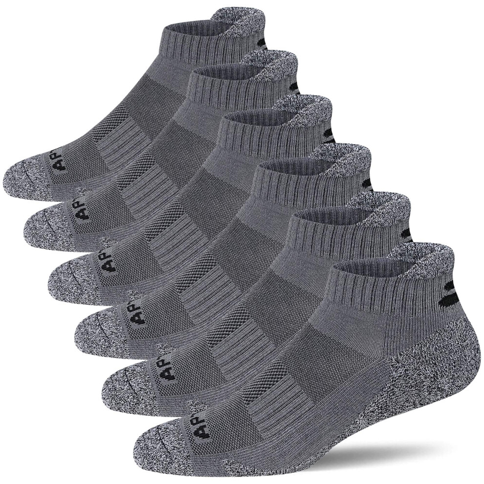 Chaussettes de course     pied APTYID Performance Cushion pour homme, gris fonc   , tailles 9     12, 6 paires