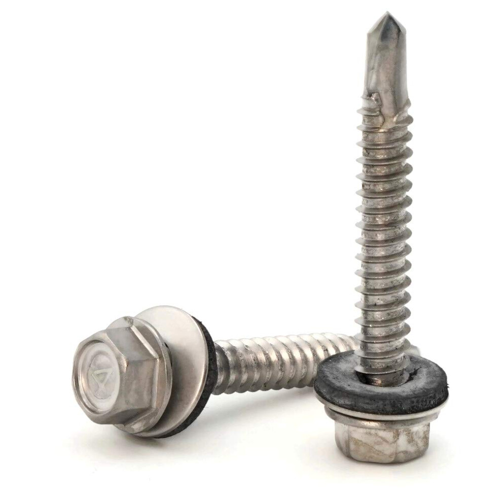 #10 Stainless Steel Hex Head Roofing Screws with Sealing Washer Self Drilling Stainless Steel Roofing Screws #10 x 3 inch Qty 100-image-OPC-PFMQMVQ-NEW