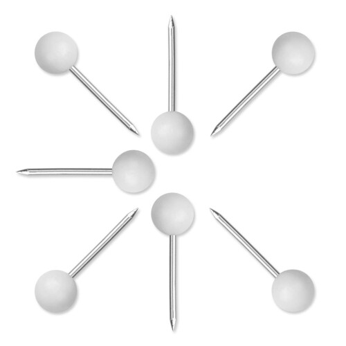 Yalis Push Pins Χάρτης 1/8-Ιντσών Πολύχρωμο Κεφάλι 500-τεμ (Λευκό) 1
