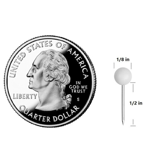 Yalis Push Pins Χάρτης 1/8-Ιντσών Πολύχρωμο Κεφάλι 500-τεμ (Λευκό) 2