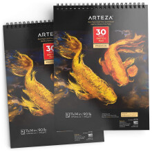 ARTEZA Spiral Sketch Book 11x14 Black Art Paper Drawing Pad 2 Pack 30 Sheets Sketch Pads for Drawing