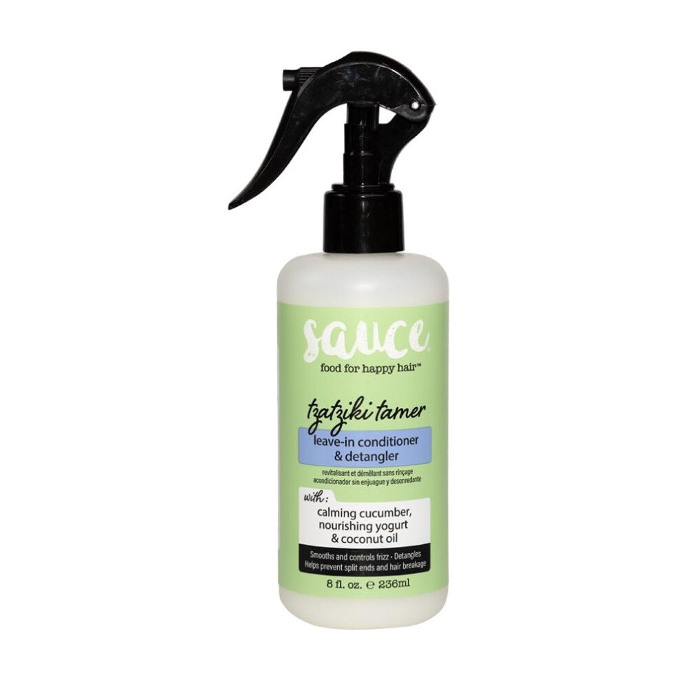 Sauce Beauty Tzatziki Leave In Conditioner And Detangler Spray - Leave In Conditioner For Curly Hair Oily & Damaged Hair - Smoothening & Taming Leave