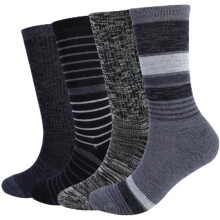 EnerWear 4er-Pack Damen-Merinowolle-Outdoor-Wander-Trail-Crew-Socken (Schuhgröße 4–16, Schwarz/Grau gestreift)