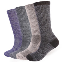 EnerWear 4er-Pack Damen-Merinowolle-Outdoor-Wander-Trail-Crew-Socken (Schuhgröße 4–16, Hellbraun/Braun/Grau/Lila)