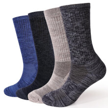 EnerWear 4er-Pack Damen-Merinowolle-Outdoor-Wander-Trail-Crew-Socken (Schuhgröße 4–16, Blau/Grau/Schwarz/Hellbraun)