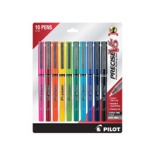 Pilot Precise V5 Capped Liquid Ink Rolling Ball Pens Extra Fine Point 0.5 mm Assorted Colors Pack of 10