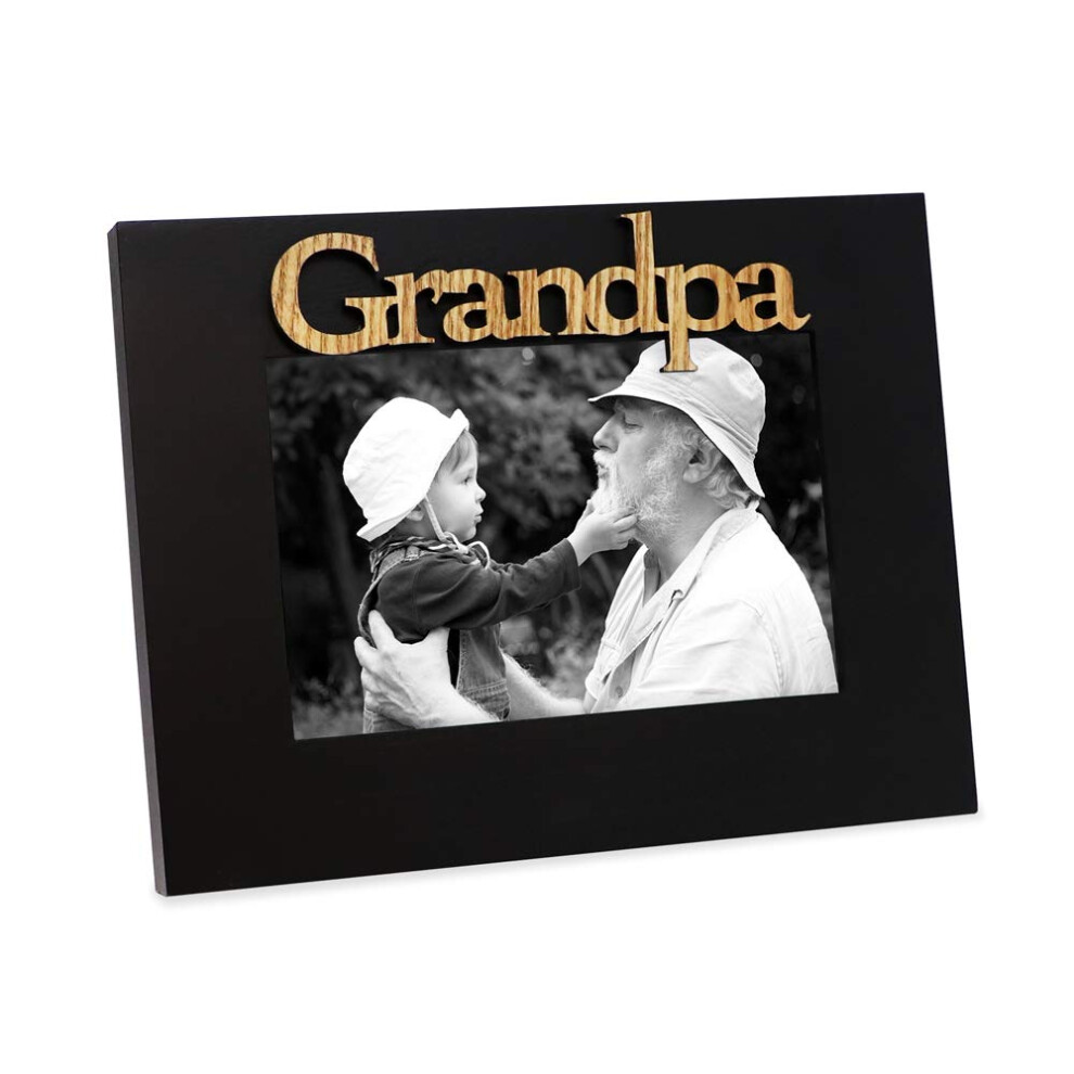 Cadre photo en bois noir Isaac Jacobs, 4 x 6 pouces, motif grand-p   re, cadeau photo pour grand-p   re, papa, famille, affichage sur table (noir 4 x