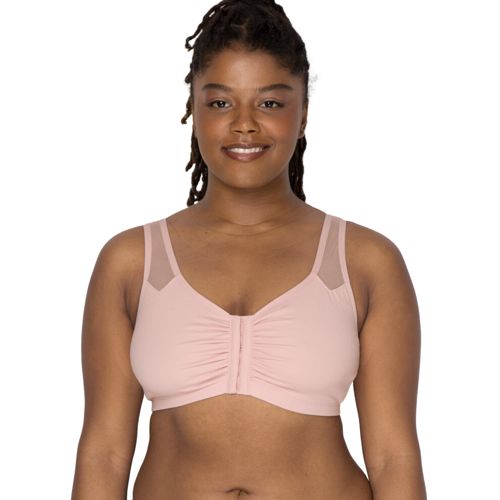 Fruit of the Loom womens Comfort Front Close With Mesh Straps Sports Bra  Blushing Rose  40 US