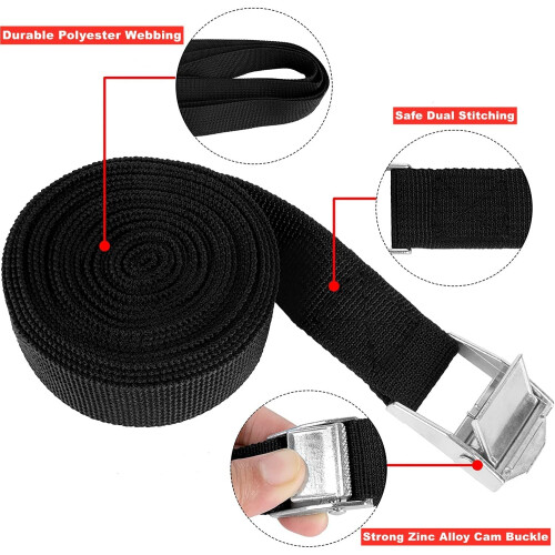 Velidy 4PCS 1" x 3.3Ft Ρυθμιζόμενες Ζώνες Δεσίματος για Κινητά, Αυτοκίνητα, Μοτοσικλέτες, SUV 1