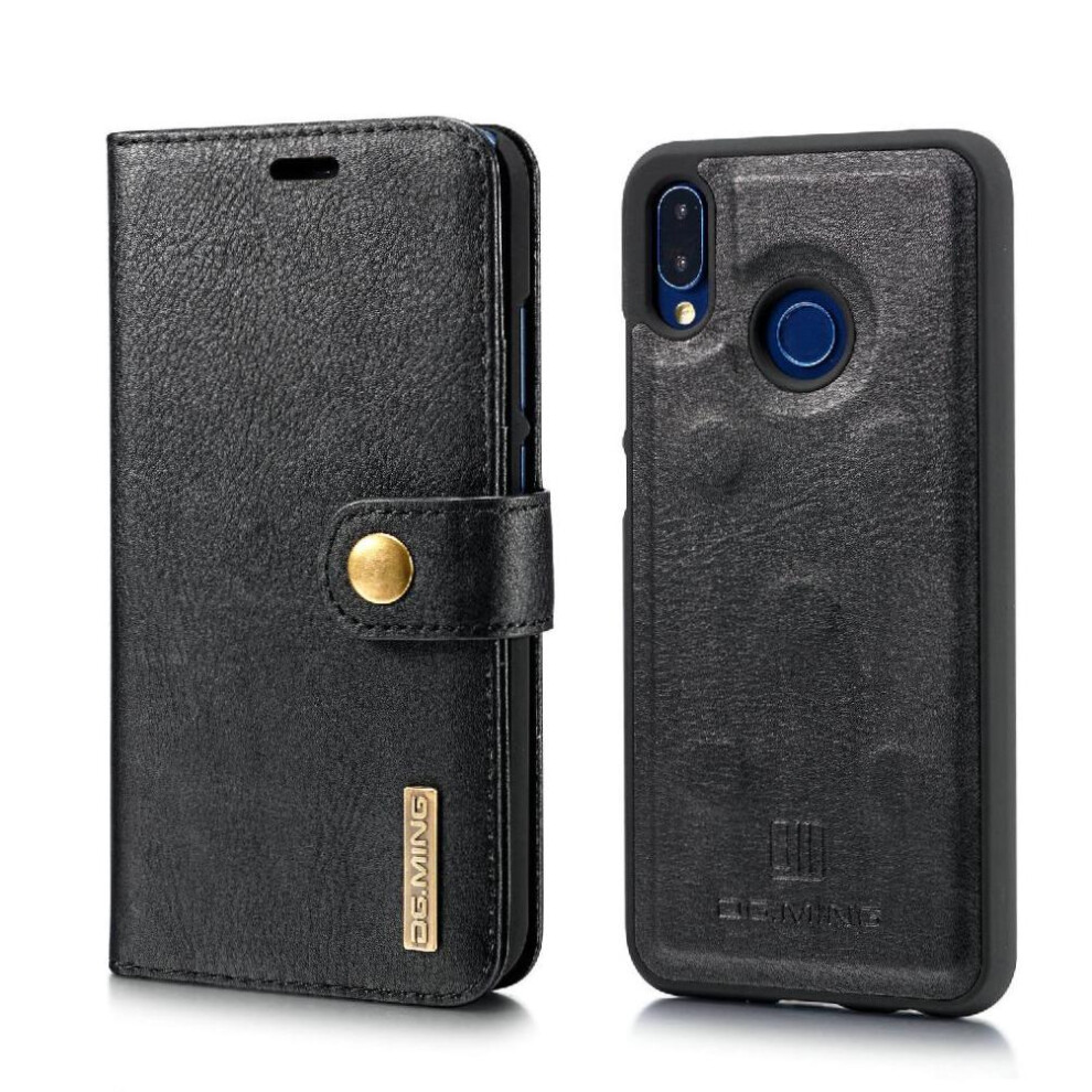 (Black) Wallet Case For Huawei P20 Lite Flip Kickstand Protective Pu Leather Card Slots Magnetic Black 764490333306