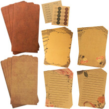 CenterZ Vintage Χαρτί Γραφής και Σετ Φάκελοι Kraft με Αυτοκόλλητα (64τμχ 4 Σχέδια 21 x 14.5 εκ)