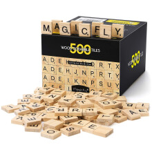 Magicfly 500 pezzi di tessere per Scrabble in legno, lettere per Scrabble, tessere per parole AZ, regalo in legno, decorazione e gioco di parole