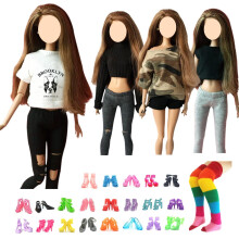 Dukke tøj og tilbehør fashionista dukke top & bukser dukke sko til 11,5 tommer dukke dukke på dress til legetøj til piger i alderen 5-7 6-8 6-12