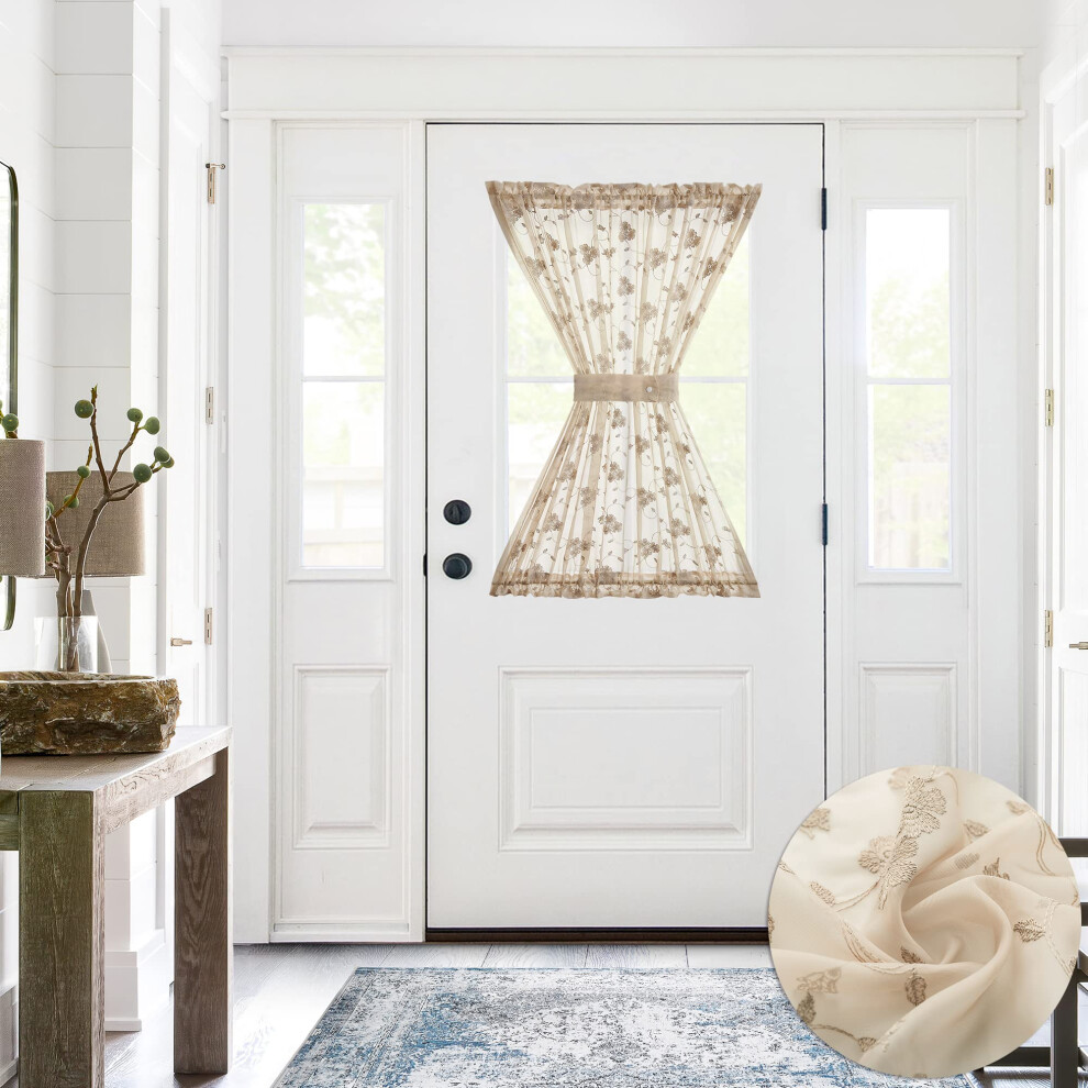 Lazzzy Tuape - Tende A Pannello Per Portafinestra, Con Ricamo Floreale, Trasparenti, Con Tasca Per Asta E Fermatende Incluso, 1 Pezzo Da 40 Pollici