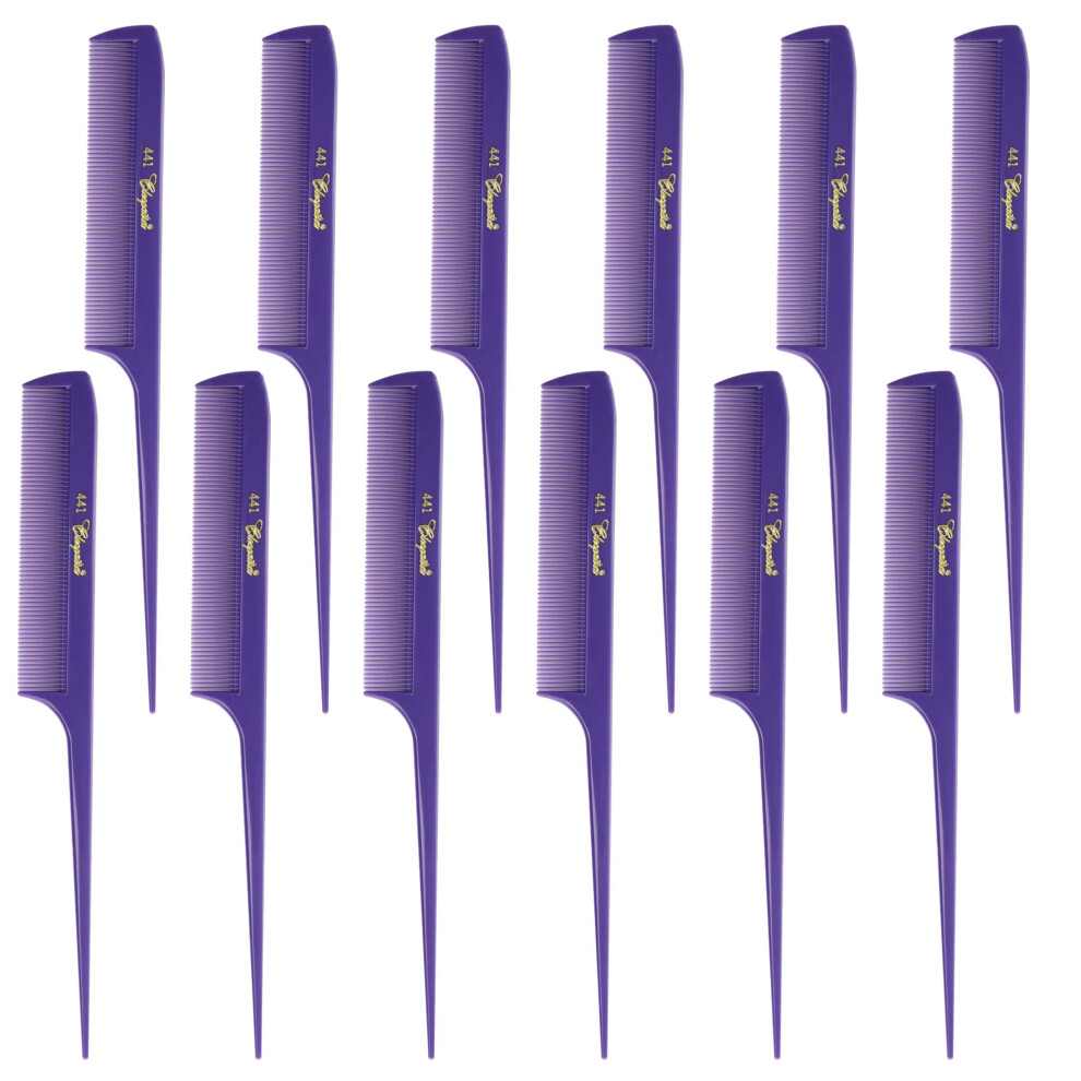 Krest Unisex Purple Cleopatra 8-1/2 Inch Rattail Combs Extra Fine Tooth.rat Tail Comb Model #441. Color Fresh 1 Dozen.