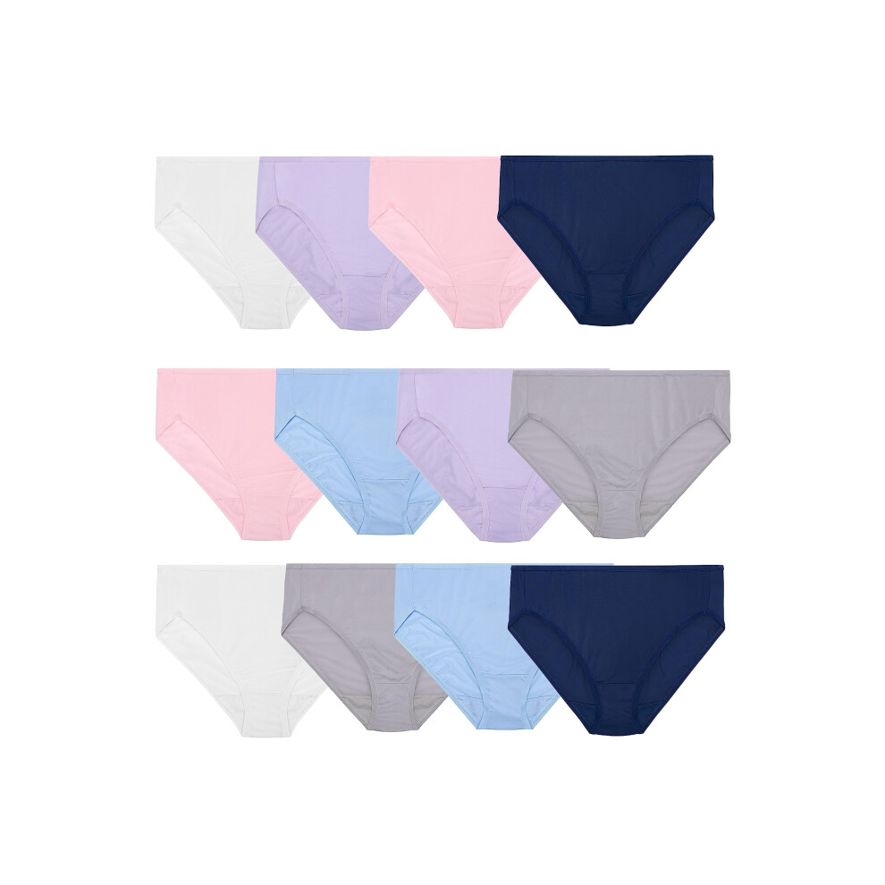 Culottes en microfibre pour femmes Fruit of the Loom (tailles standard et grande) taille haute - Lot de 12 - Assortiment de 6