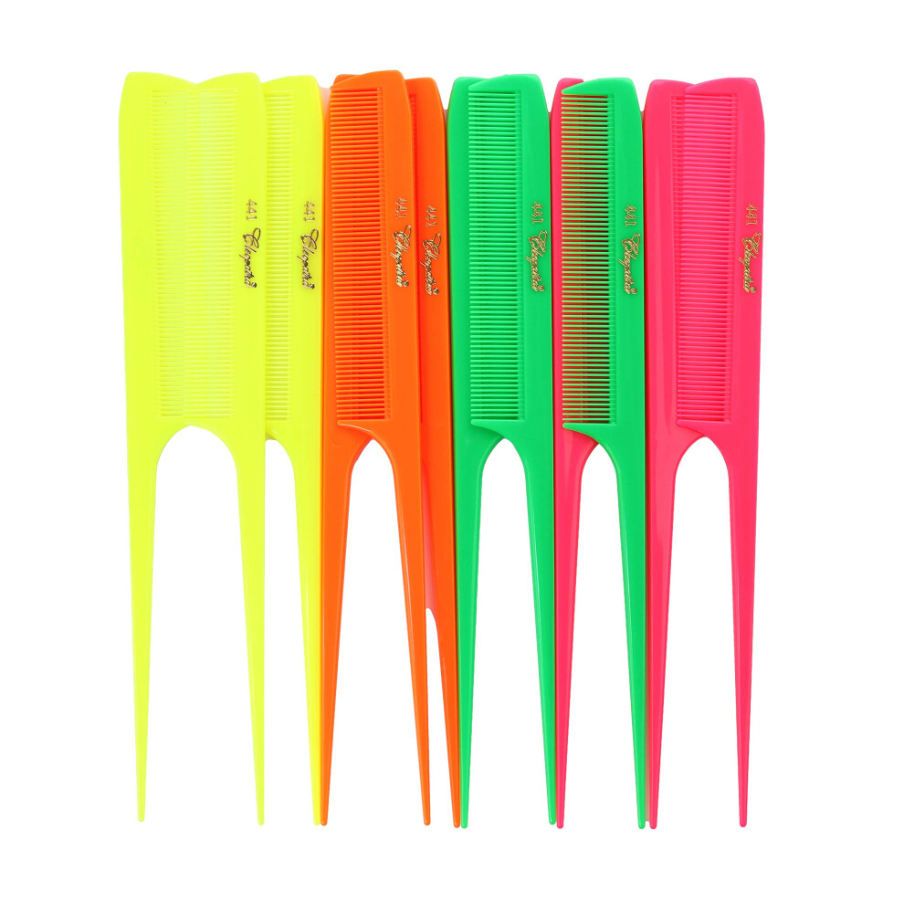 Krest Unisex Not,Specified Cleopatra 8-1/2 Inch Rattail Combs Extra Fine Tooth.rat Tail Comb Model #441 Color Neon Mix. 1 Dozen.