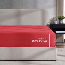 Nestl Red Twin Fitted Sheet Kids Extra Deep Pocket Fitted Sheet Twin Size 1800 Microfiber Fitted Twin Sheet Only Ultra Soft Twin Bed Fitted Sheet