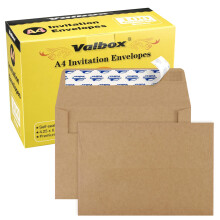 Valbox A4 Photo Convolles 100 Antal 4 X 6 Brown Kraft Paper Convolles Self Seal til 4x6 kort Fotos Bryllupper Invitationer Babybrusebad 4,25 x 6,