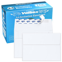 ValBox A4-Fotoumschlge, 100 Stck, 4 x 6 weie Kraftpapierumschlge, selbstklebend, fr 4 x 6 Karten, Fotos, Hochzeiten, Einladungen, Babypartys, 4,