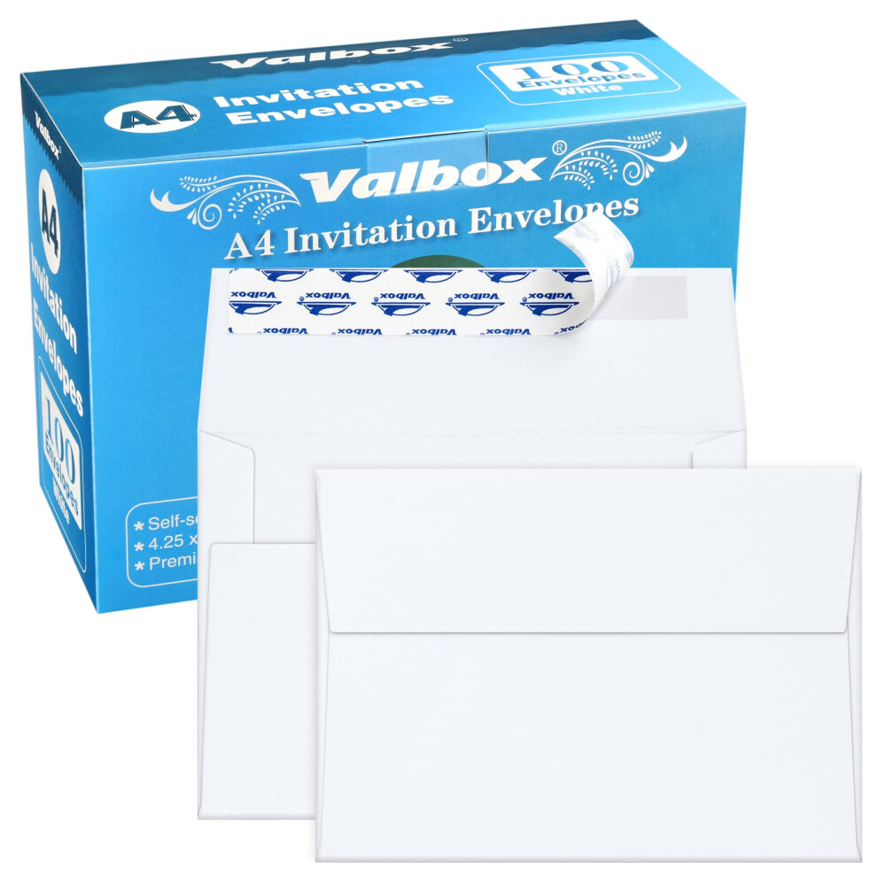 ValBox Lot de 100 enveloppes photo A4 4 x 6 en papier kraft blanc auto-adh   sives pour cartes 4 x 6, photos, mariages, invitations, baby showers 4