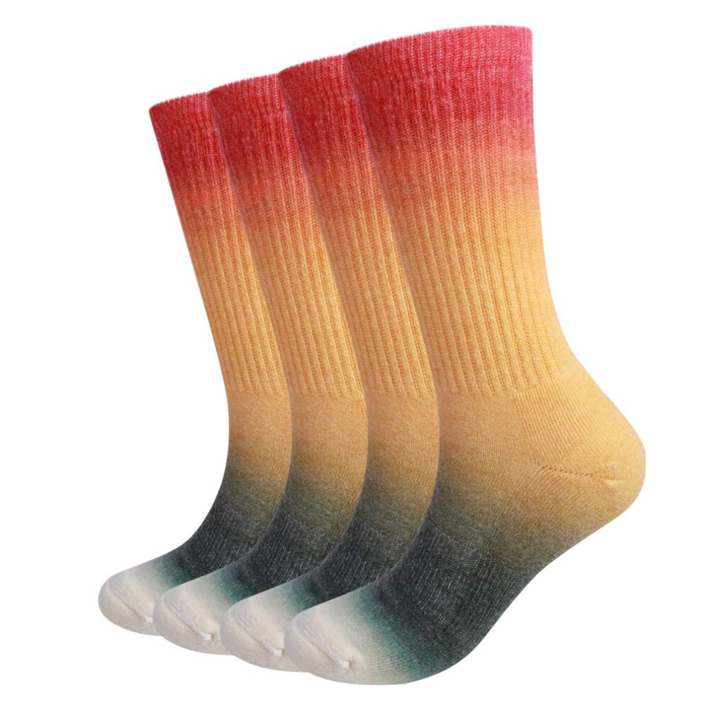 Lot de 4 paires de chaussettes de randonn   e mi-mollet EnerWear en laine m   rinos pour femme (tailles US 9-11, orange d   grad   )