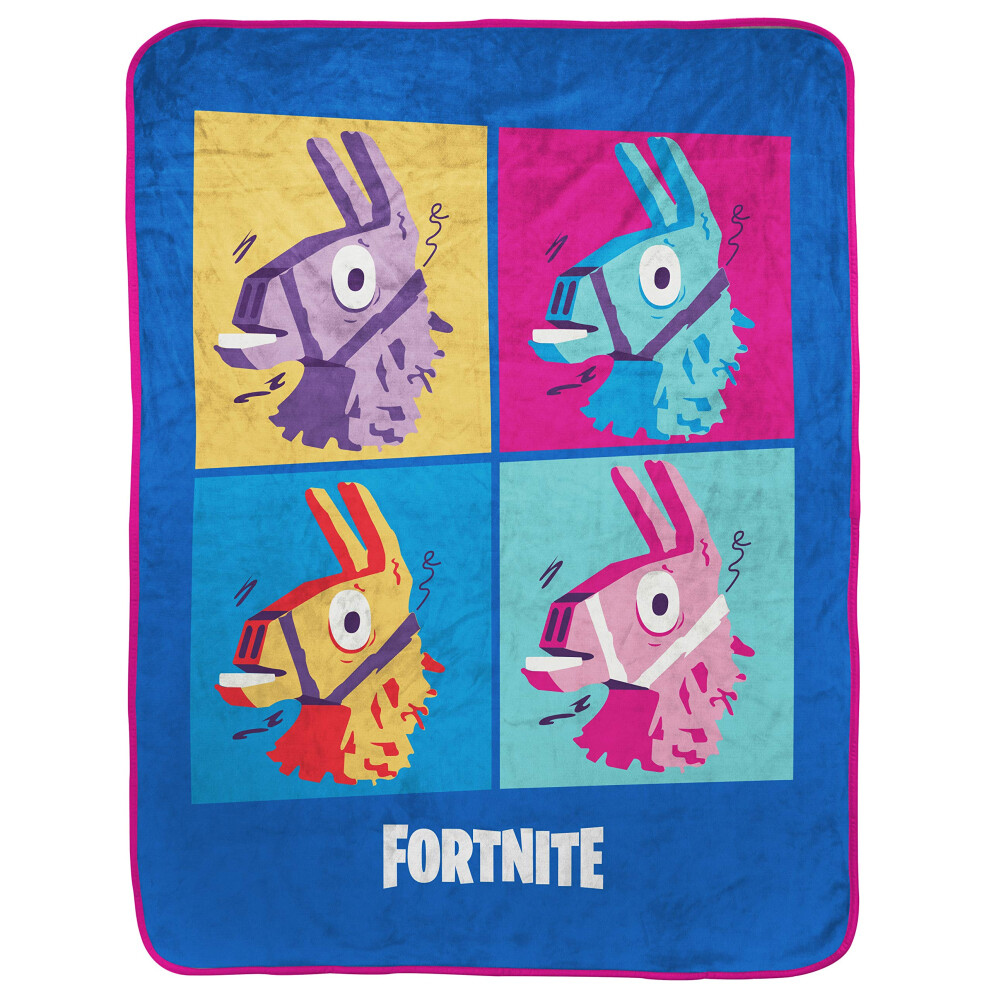 Fortnite Blue Llama Travel Blanket - Measures 40 x 50 inches  Bedding Features Warhol Design - Fade Resistant Super Soft Plush Fleece (Official Produc