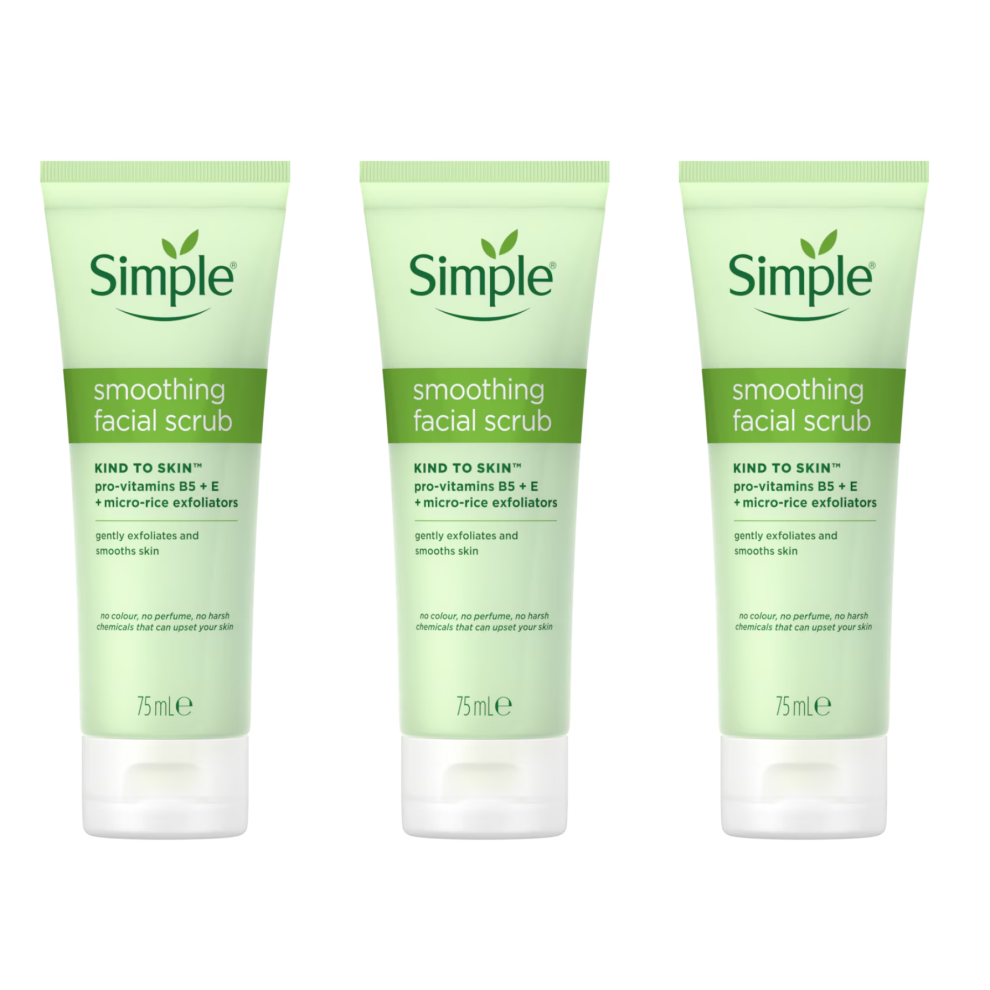 3 x 75ml Simple Kind To Skin Smoothing Facial Scrub