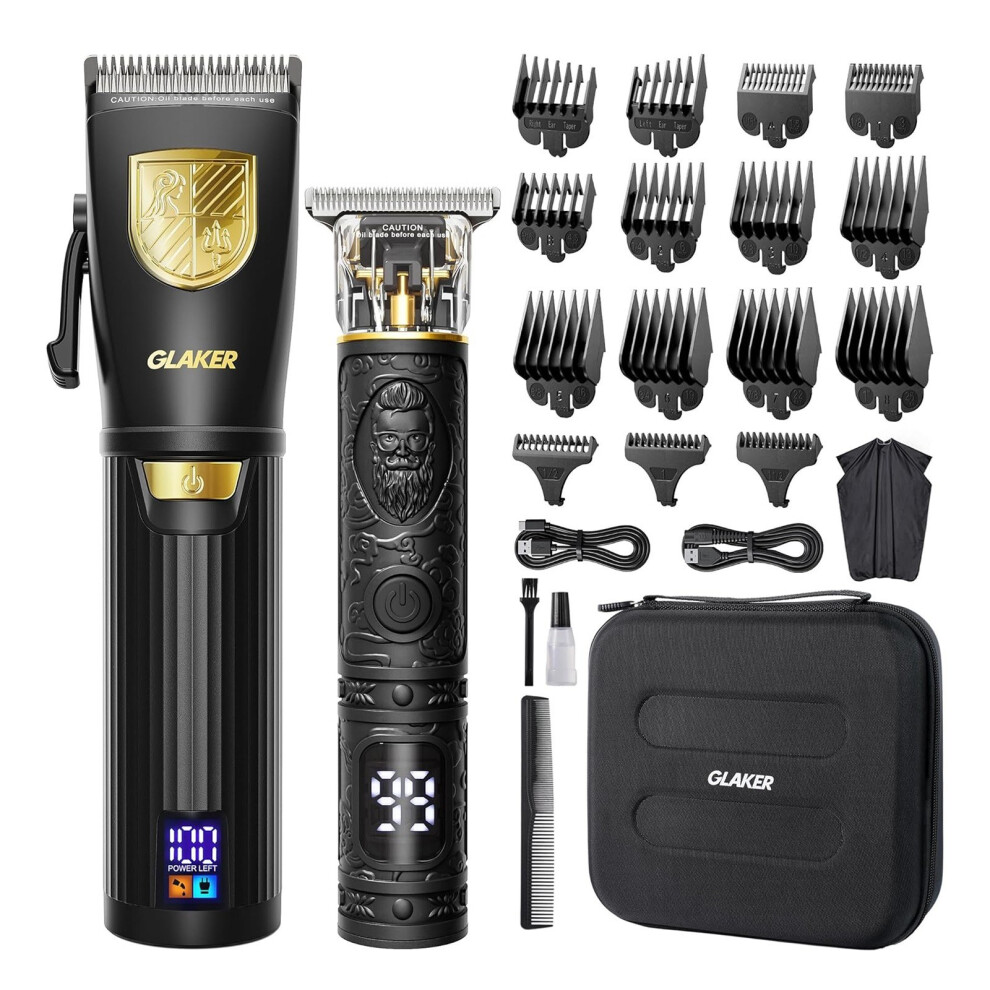 Electric Hair Clippers for Men Cordless Hair Clippers and Trimmer Kit for Barber Men's Haircut Kit with LED Display 15 Guide Combs