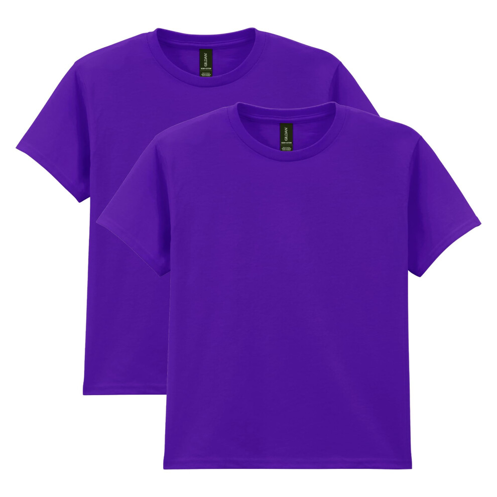 Gildan unisex child Gildan Youth Heavy Cotton T-shirt  Style G5000b  2-pack T Shirt  Purple  X-Small US