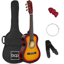 Best Choice Products 30 Zoll Akustikgitarre f r Kinder, Anf nger-Starter-Set mit Gurt, Koffer und Saiten, Sunburst