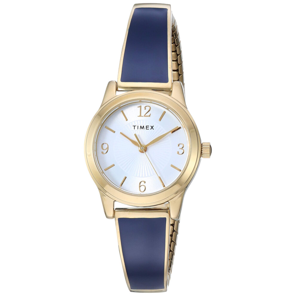 Timex Women's TW2R985009J Stretch Bangle 25mm Analog Display Analog Quartz Blue Watch