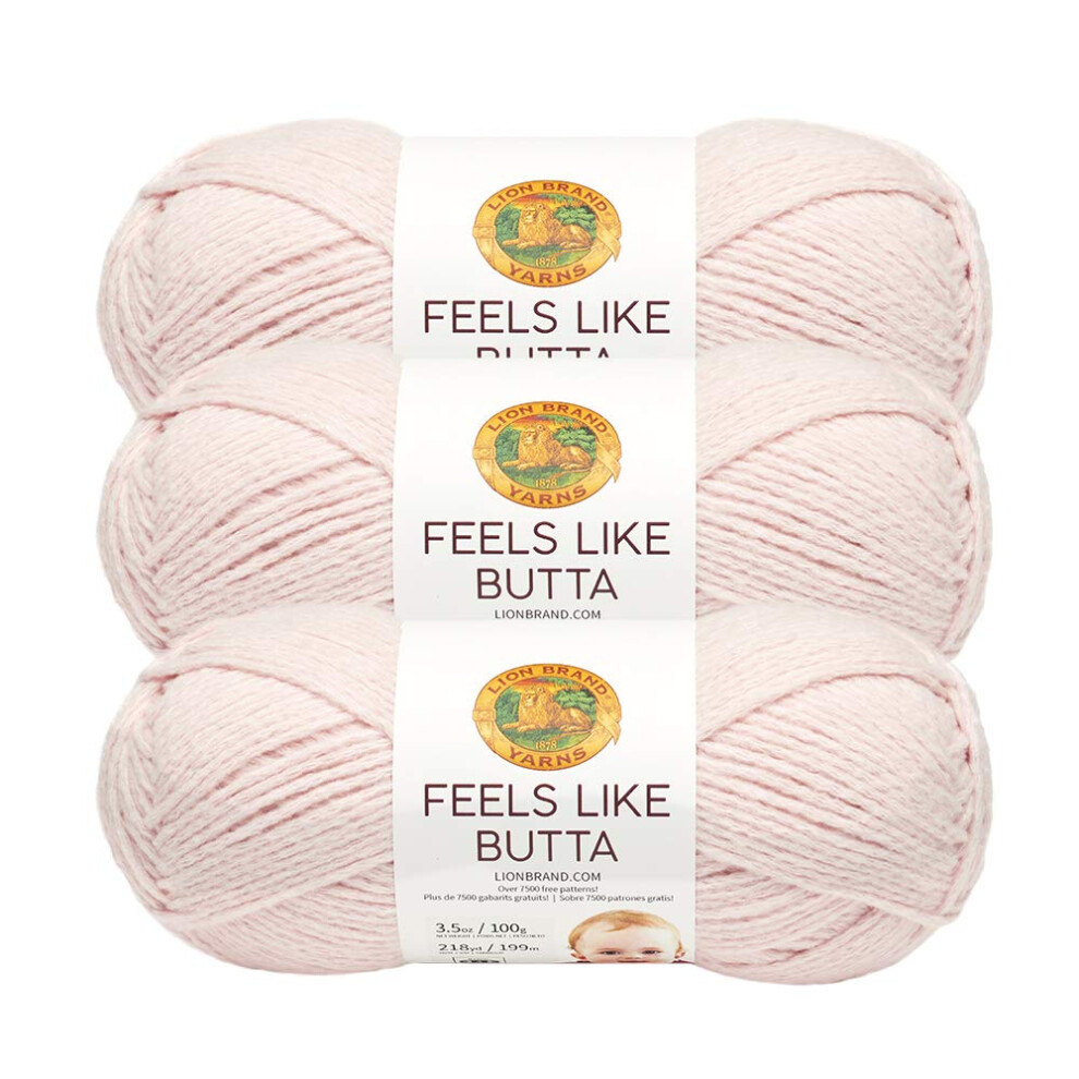 Lion Brand Yarn Feels Like Butta Soft Yarn for Crocheting and Knitting  Velvety  3-Pack  Pink