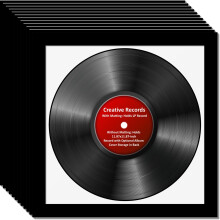 CreativePF [12pk-lp12.5x12.5bk-w] LP Vinyl Record Album Frame Display with White Mat LP Record Insert Glass and Wall Hanger (12-Pack)