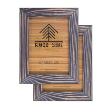 Rustic Wooden Picture Frame 5x7 Inch - Set of 2-100% Natural Eco Distressed Wood and Real Glass - Made for Wall and Table Top Display - Old Dark Grey