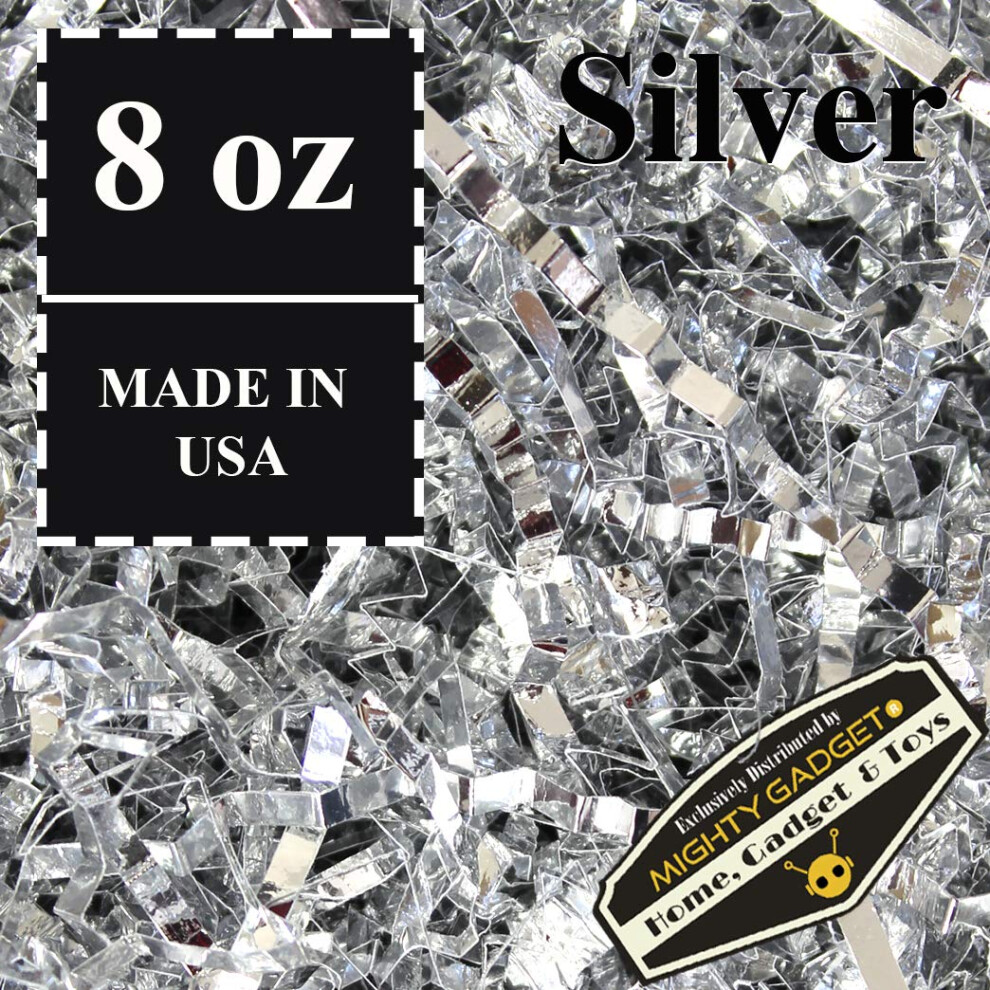 Mighty Gadget (R) Papier De Remplissage Ondul Argent M Tallis De Qualit Sup Rieure, 1/2 Lb, Pour Emballage Cadeau Et Remplissage De Paniers-image