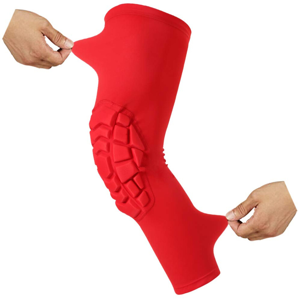 Hex Knee Pads Compression Leg Sleeve Knee Sleeve For All Sports Wrestling Protector Gear Youth & Adult Sizes Single & Pair (Red_2 Pack Small) 681413409200