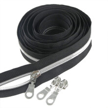 Leekayer #5 S?lv Metallic Nylon Coil Lynl?se fra The Yard Bulk 10 Yards sort tape med 25 stk S?lv skydere til g?r-det-selv syning Tailor Craft ta