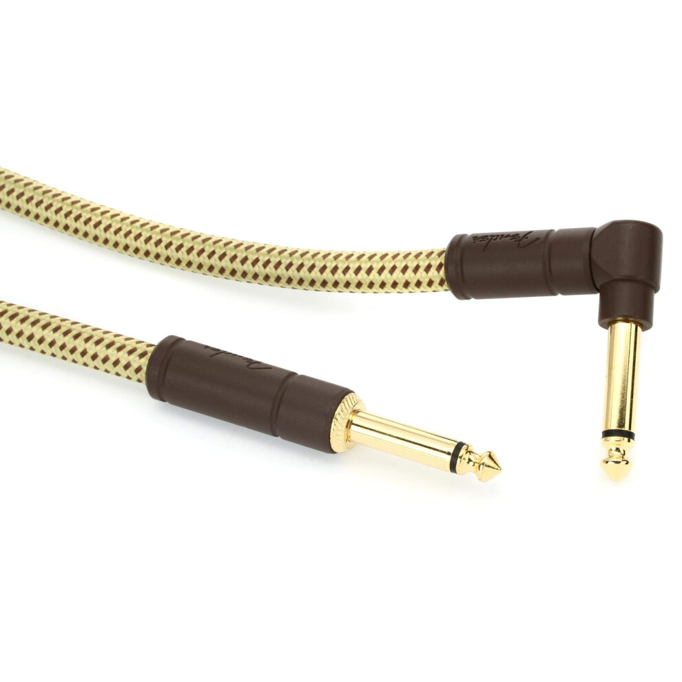 Fender Deluxe Series Instrument Cable  Guitar Cable Stocking Stuffers Guitar Accessories Straight/Angle Tweed 25ft