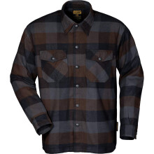 Camicia da motociclista ScorpionEXO Covert in flanella a maniche lunghe da uomo con tasche per armatura CE opzionale (nero/marrone/grigio - MD)